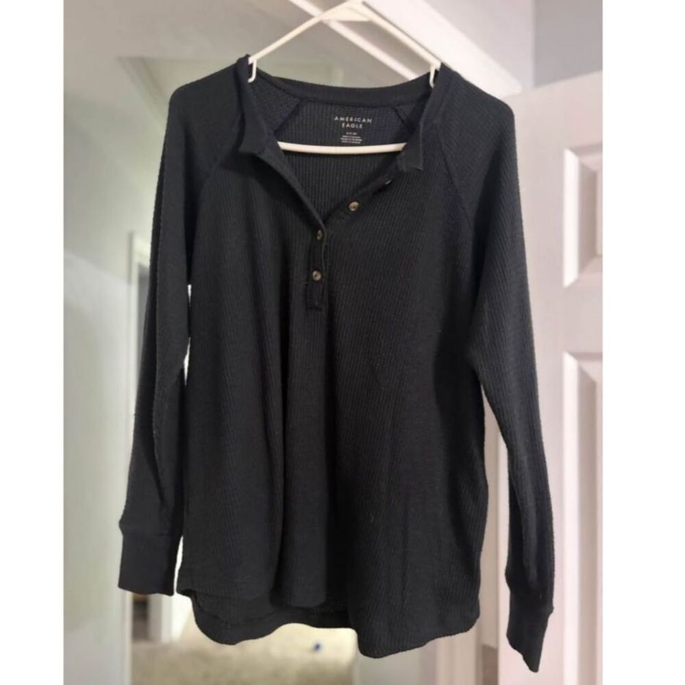 Waffle Knit American Eagle Long Sleeve, Lounge top, Winter & Fall Shirt